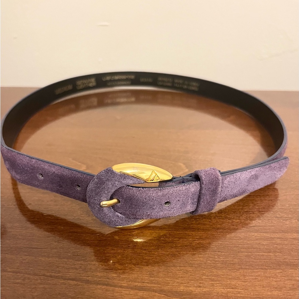 Liz Claiborne Purple Suede Gold Accents Belt Vintage Medium